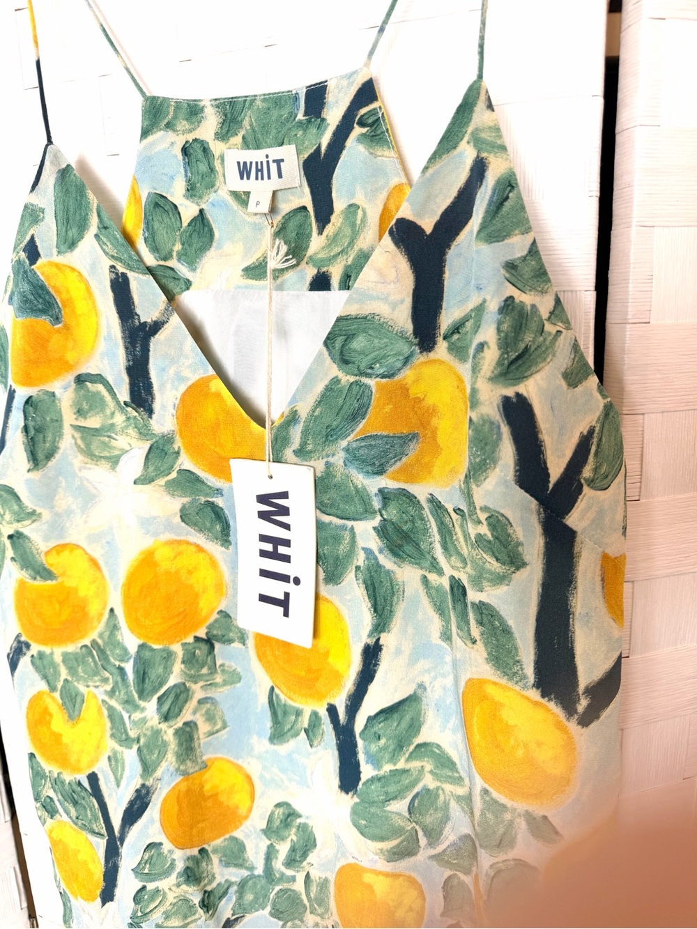 WHIT Silk Lemon Grove Slip Dress - Yellow & Green - Picture 2 of 8